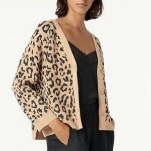 JCrew leopard print cropped sweater size medium